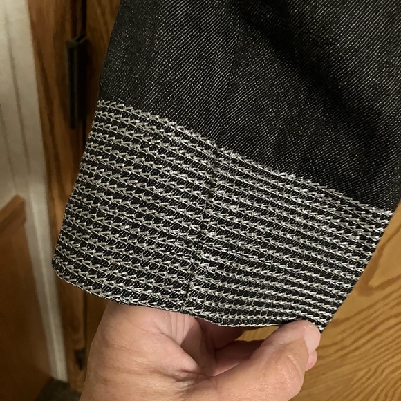 Chico's Dark Gray Embroidered Denim Style Jacket Size 1 - Picture 7 of 8